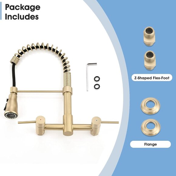 Dornberg Pull Down Kitchen Faucet - Gold 3 Function Spring TONE00238BG - Picture 4 of 11